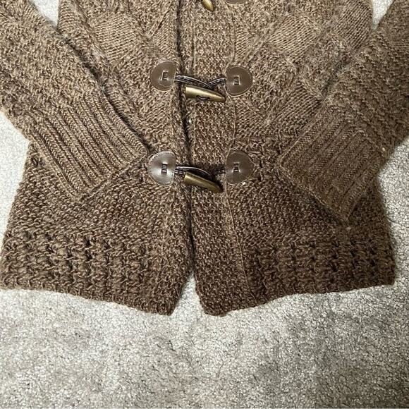 Carole Little Brown Cable Knit Wool Alpaca Blend Cardigan Sweater L Cottagecore - Picture 5 of 11